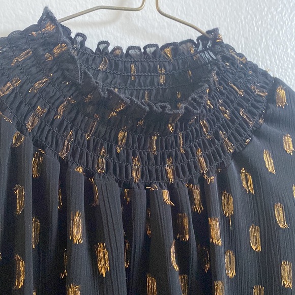 O.P.T. Women’s Black and Gold Mock Neck Mini Dress - Picture 3 of 4